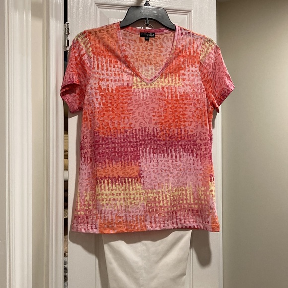 Les collections Mat Multi-Colour Pink Short Sleeve Top - Sz M - Picture 5 of 7